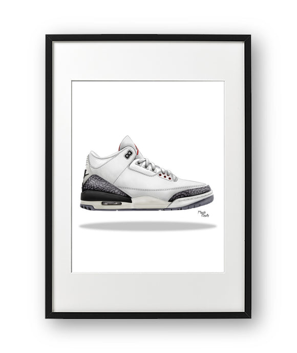 Sneaker Artwork Jordan 3 White Cement