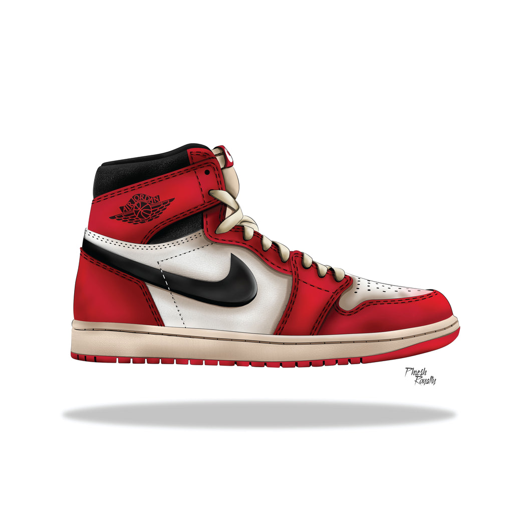 Sneaker Artwork Jordan 1 Chicago 1984